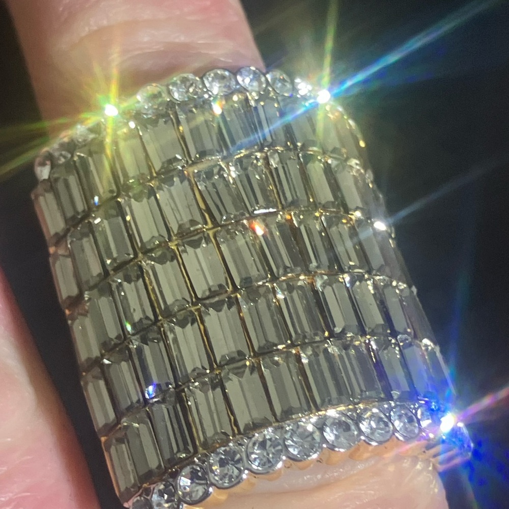 Sparkling Emerald Cut Moissanite Statement Ring